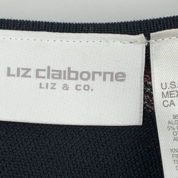 Liz Claiborne Size XL Black cardigan Sweater Button Up Cotton Blend 1943 Argyle - Picture 3 of 8